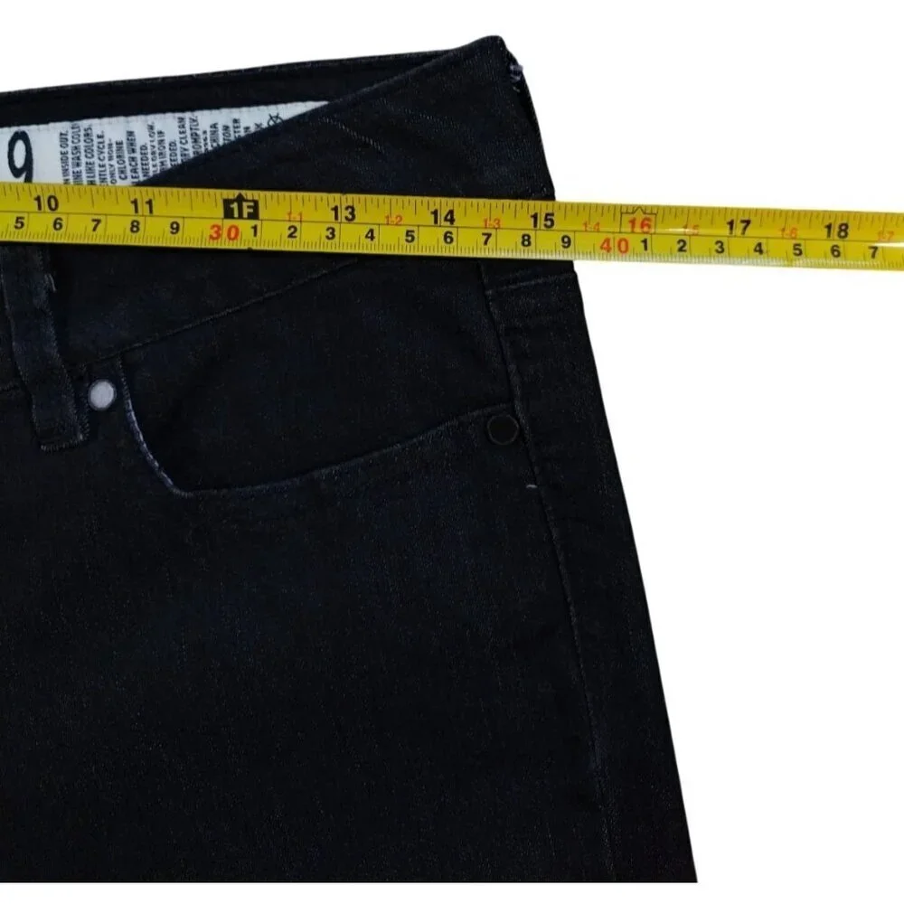 Indigo Rein Womens Black Slim Fit Cropped Jeans Size 9 Cuffed Hem Denim.